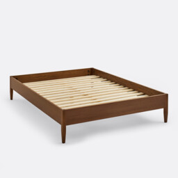 Madara Solid Oak and Walnut-Stained Veneer Bed with Bed Base - thumbnail 3