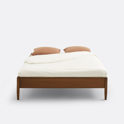 Madara Solid Oak and Walnut-Stained Veneer Bed with Bed Base - thumbnail 2