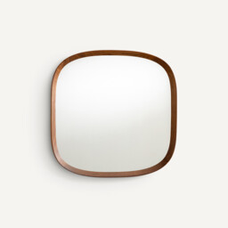 Orion 60cm High Solid Walnut Rounded Square Mirror - thumbnail 1