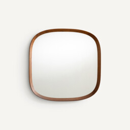 Orion 60cm High Solid Walnut Rounded Square Mirror - thumbnail 1