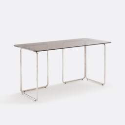 Socer Desk in Glass and Chromed Steel