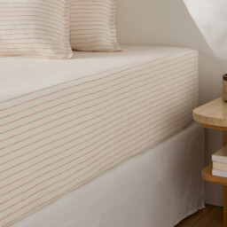 Linot Striped Washed Linen 30cm Flap Fitted Sheet