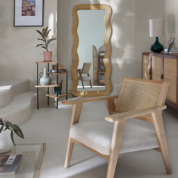 Kiza 180cm High Wavy Rattan Mirror - thumbnail 2