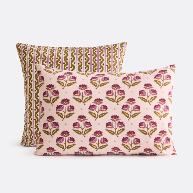 Antes Floral Print Washed Cotton Pillowcase
