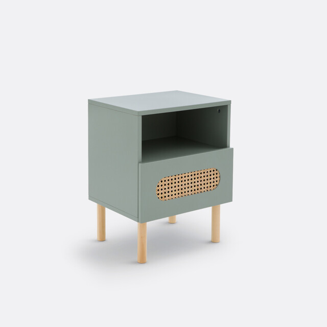 Pacome 1-Drawer Bedside Table with Canework Detail - image 1