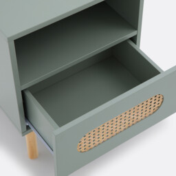 Pacome 1-Drawer Bedside Table with Canework Detail - thumbnail 4