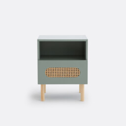Pacome 1-Drawer Bedside Table with Canework Detail - thumbnail 2