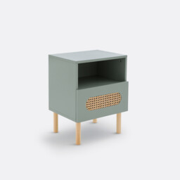 Pacome 1-Drawer Bedside Table with Canework Detail