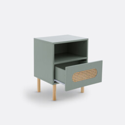 Pacome 1-Drawer Bedside Table with Canework Detail - thumbnail 3