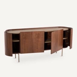Aslen Sideboard in Walnut, Veneer and Leather - thumbnail 4