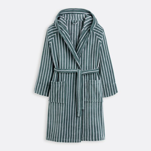 Bagno Striped Velvet Terry Hooded Bathrobe 450g - image 1