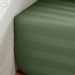 Victor Striped Washed Cotton Satin 300 Thread Count Fitted Sheet - thumbnail 2