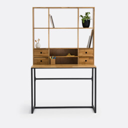 Hiba Riser Desk in Metal and Oak Veneer - thumbnail 3