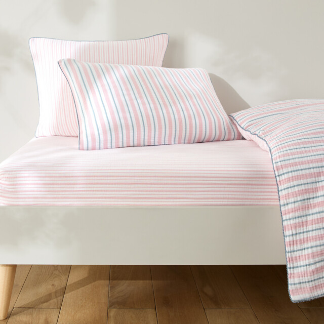 Adèle Striped Cotton Muslin Children's Fitted Sheet with 25cm Flap - image 1