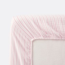 Adèle Striped Cotton Muslin Children's Fitted Sheet with 25cm Flap - thumbnail 4