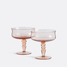 Set of 2 Brissa Champagne Glasses in Ribbed Glass - thumbnail 1