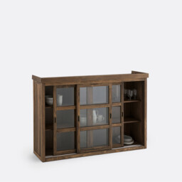 Lunja Dresser with 3 Glass Doors in Solid Pine and MDF - thumbnail 4