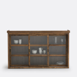 Lunja Dresser with 3 Glass Doors in Solid Pine and MDF - thumbnail 2