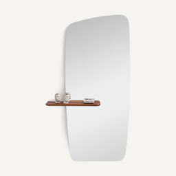 Nella Asymmetric Mirror with Walnut Shelf H170cm - thumbnail 1
