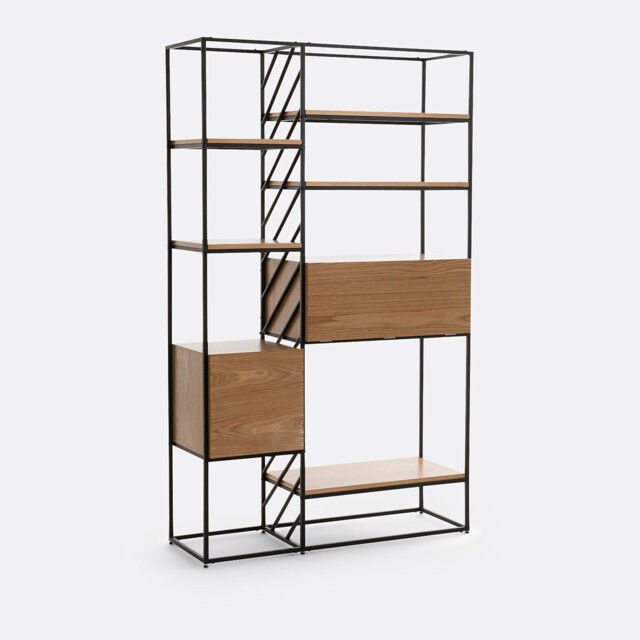 Vaulty Wired Bookcase in Iron and Oak Veneer - image 1