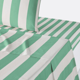 Hendaye Green Cotton Flat Sheet