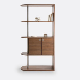 Luxyl Shelving Unit Or Room Divider in Walnut Veneer and Steel - thumbnail 2