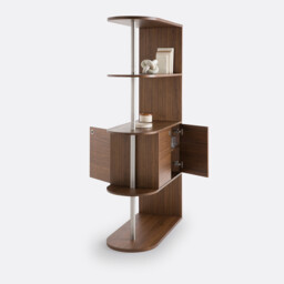 Luxyl Shelving Unit Or Room Divider in Walnut Veneer and Steel - thumbnail 4