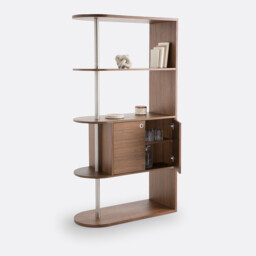 Luxyl Shelving Unit Or Room Divider in Walnut Veneer and Steel - thumbnail 3