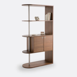 Luxyl Shelving Unit Or Room Divider in Walnut Veneer and Steel