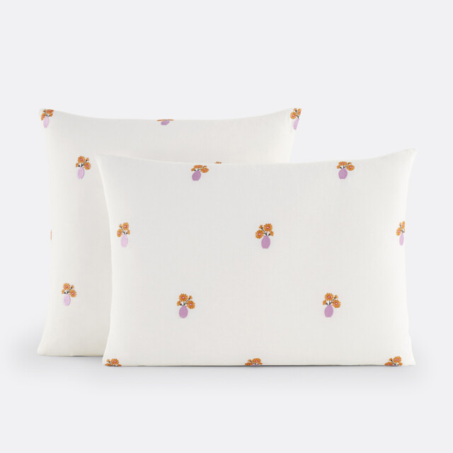 Ariette Embroidered Cotton Vintage Pillowcase - image 1