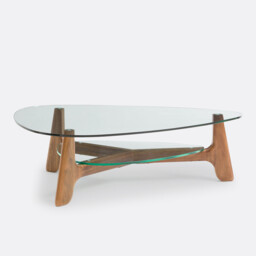 Aiole Glass and Walnut Double-Top Coffee Table