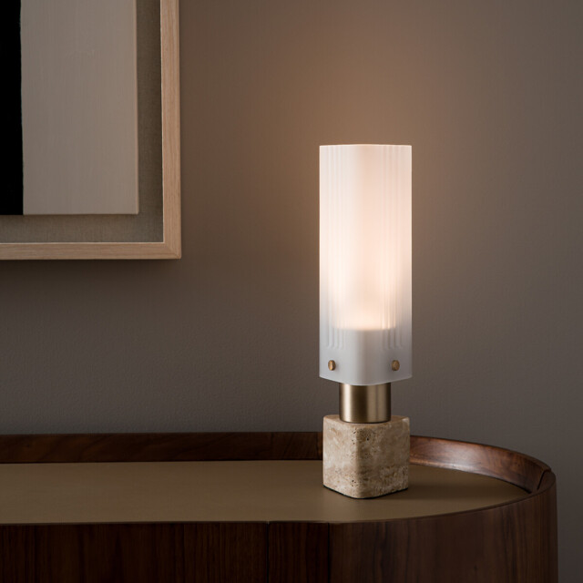 Strozzi Glass/Travertine Lamp, Designed By Emmanuel Gallina - image 1