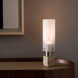Strozzi Glass/Travertine Lamp, Designed By Emmanuel Gallina - thumbnail 1