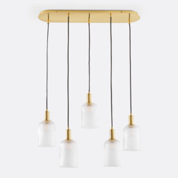 Bogota Brass and Striated Glass Cluster Ceiling Light