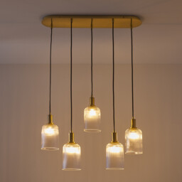 Bogota Brass and Striated Glass Cluster Ceiling Light - thumbnail 3