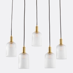 Bogota Brass and Striated Glass Cluster Ceiling Light - thumbnail 4