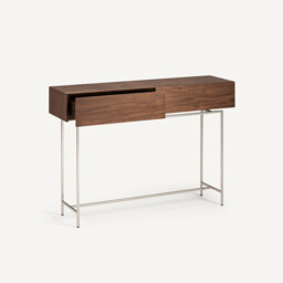 Oreko 2-Drawer Walnut Console Table - thumbnail 3