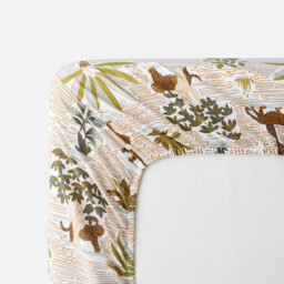 Wila Child's Jungle Print Washed Cotton Fitted Sheet with 25cm Flap - thumbnail 3