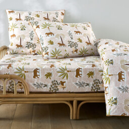 Wila Child's Jungle Print Washed Cotton Fitted Sheet with 25cm Flap - thumbnail 1