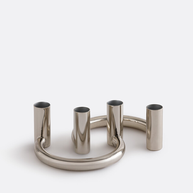 Set of 2 Ornéo Chrome-Plated Iron Candle Holders, Height 6.5cm - image 1