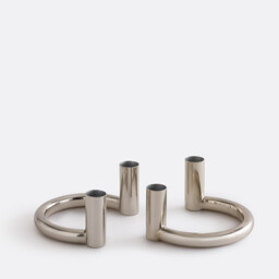 Set of 2 Ornéo Chrome-Plated Iron Candle Holders, Height 6.5cm - thumbnail 4
