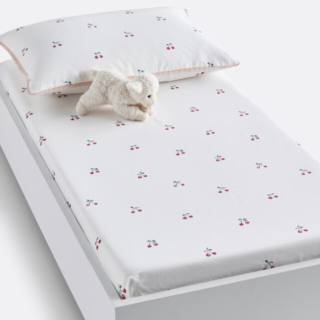 Griotte Cherry Organic Cotton Cot Fitted Sheet