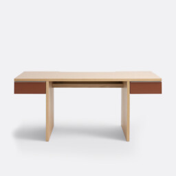 Siem XL Desk in Oak Veneer with 2 Lacquered Drawers - thumbnail 3