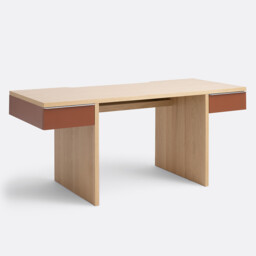 Siem XL Desk in Oak Veneer with 2 Lacquered Drawers - thumbnail 1