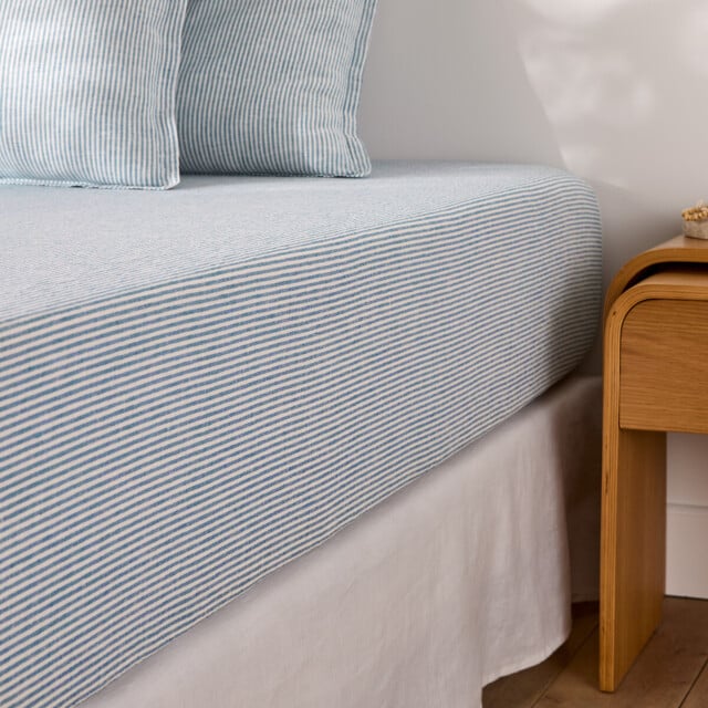 Limona Striped Washed Linen Fitted Sheet with 30cm Flap - image 1