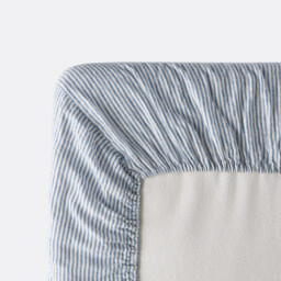 Limona Striped Washed Linen Fitted Sheet with 30cm Flap - thumbnail 3
