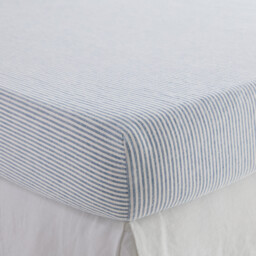 Limona Striped Washed Linen Fitted Sheet with 30cm Flap - thumbnail 2
