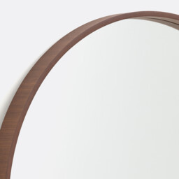 Alaria 80cm Diameter Walnut Veneer Round Mirror - thumbnail 4