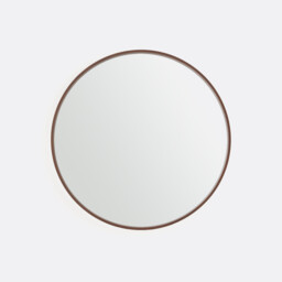 Alaria 80cm Diameter Walnut Veneer Round Mirror - thumbnail 3