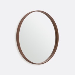 Alaria 80cm Diameter Walnut Veneer Round Mirror - thumbnail 1
